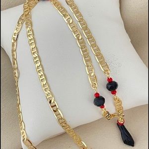 18k Gold Filled Azabache Mariner Necklace